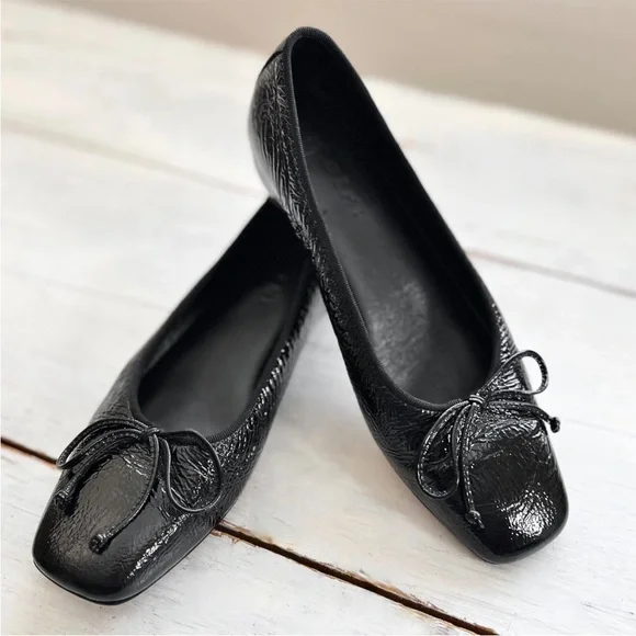 M. Gemi Danza Flats Patent Leather Black Ballet Shoes Hidden Wedge 37.5 EU $298 - Picture 3 of 11